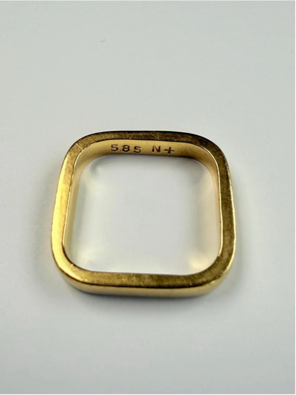 14K Solid Gold Designer NOVA Modern Geometric Square Band Stacking Ring - Picture 2 of 7